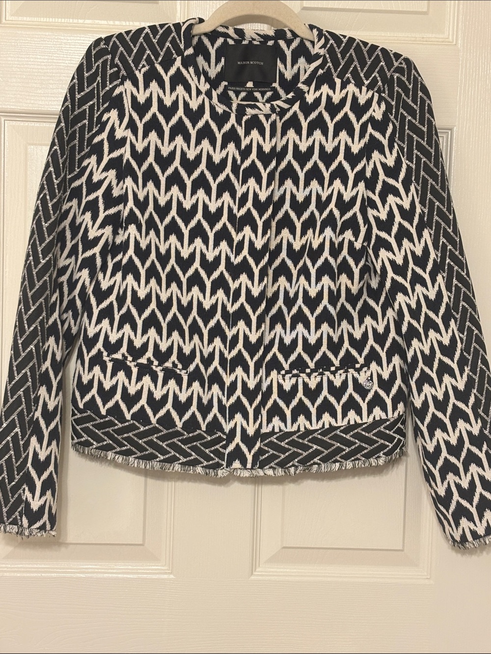 Scotch & Soda Maison Scotch Navy and Cream Geometric Blazer